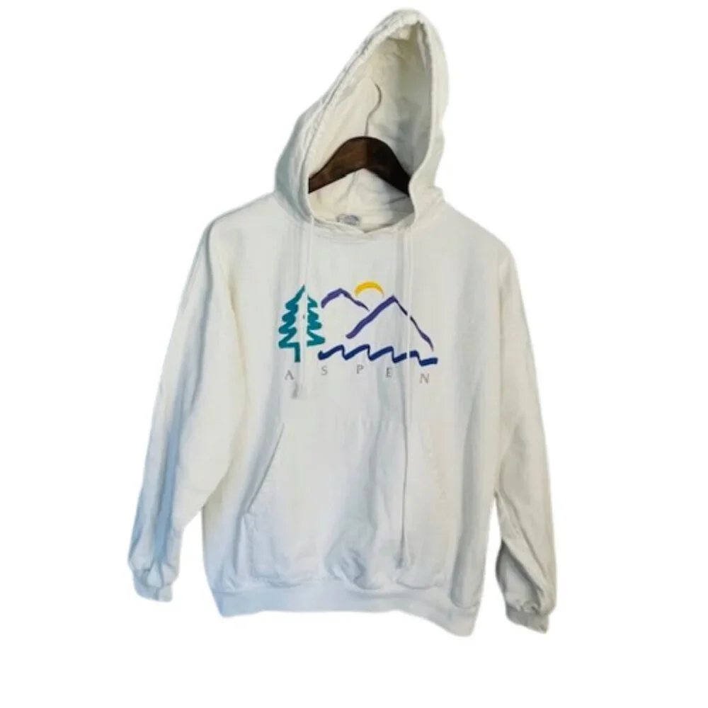 Vintage Crazy Shirts 100% Cotton Hoodie Embroidered Aspen Mountains Small - Picture 9 of 9